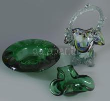 3 darab üveg asztaldísz, m: 17 cm alatt