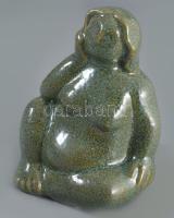 Gondolkodó nő - mázas kerámia figura, hibátlan, m: 14 cm
