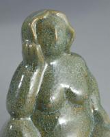 Gondolkodó nő - mázas kerámia figura, hibátlan, m: 14 cm
