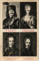 1906 II. Rákóczi Ferenc, Charlotte Amalia, Rákóczi József, Rákóczi György. Garzó Bertalan kiadása / ...