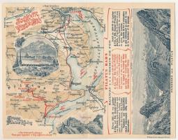 Lucerne, Luzern; Pilatus-Bahn, Panorama / railway, map. 2-tiled folding panoramacard (EK)