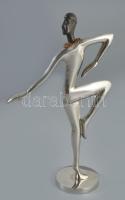 Art deco balett táncos. Krómozott réz szobor. Jelzés nélkül. XX. sz. eleje. m: 21 cm