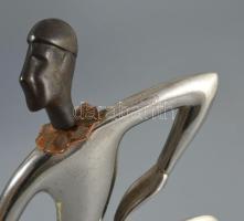 Art deco balett táncos. Krómozott réz szobor. Jelzés nélkül. XX. sz. eleje. m: 21 cm