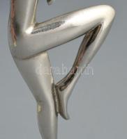 Art deco balett táncos. Krómozott réz szobor. Jelzés nélkül. XX. sz. eleje. m: 21 cm