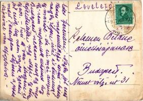 1937 Egyedi kézzel festett művészlap: pipacsok / hand-painted greeting postcard (ázott / wet damage)