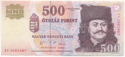 2006. 500Ft "A forradalom 50. évfordulója 1956. október 23." "EC" T:XF Adamo F54EE1