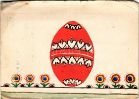 Egyedi kézzel festett művészlap: Húsvét / hand-painted greeting postcard (szakadások / tears)