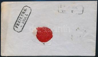 ~1850 6kr HP III. típus + 3kr HP III. típus levélen "PESTH / Abends" - "FREIBURG&quot...