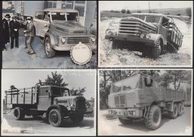 Teherautókról készült fotók, 5 db (Csepel, Baxter, stb.) fotó, retusálással, sérüléssel, 13×18 és 16×22 cm között