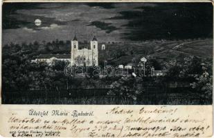 1901 Máriaradna, Mária-Radna, Radna (Lippa, Lipova); kegytemplom este holdfényben. Gregor Fischer / pilgrimage church at night in moonlight (EM)