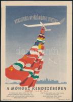 1956 Nemzetközi repülőmodell verseny a MÖHOSZ (Magyar Önkéntes Honvédelmi Szövetség) rendezésében, kisplakát, villamosplakát, szign. Oszadszky, 24x17 cm