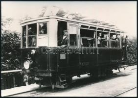 A békés megyei Alföldi Első Gazdasági Vasút AEGV "Vásárhelyi Béla 11" benzin-villamos motorkocsi 1916-ban, gyártó a Weitzer János Gép-, Waggongyár és Vasöntöde Rt., reprodukciós előhívás, 12×17 cm