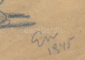 Endrődi István (1920-1988): 4 db karikatúra, 1945. Ceruza, papír. Mindegyik jelzett. 9,5x14 cm