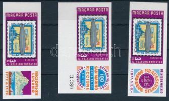 1977 Bélyegbemutatók 3 db vágott csík a klf szelvényekkel