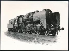 MÁVAG 6000. gőzmozdonya, elkészült az MDP II. kongresszusának tiszteletére, reprodukciós előhívás, 12×18 cm