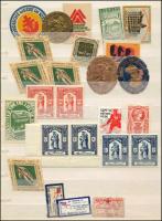 Régi, vegyes kiállítási levélzáró tétel két oldalas berakólapon / Collection of old exhibition expo ...