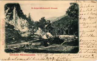 1899 Máramarossziget, Sighetu Marmatiei; Máramarossziget-Kőrösmezői útvonal. Mayer és Berger kiadása / road between Sighetu Marmatiei and Yasinia (EK)