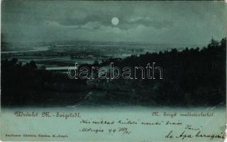 1899 Máramarossziget, Sighetu Marmatiei; látkép este holdfényben. Kaufmann Ábrahám kiadása / general view at night in moonlight (b)