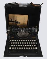 cca 1940 Continental 340 írógép, magyar billentyűzettel, saját dobozában, leírással, tisztítókefével.