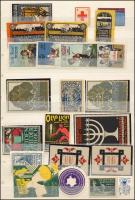 Régi, vegyes kiállítási levélzáró tétel két oldalas berakólapon / Collection of old exhibition expo and other poster stamps on two pages