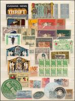 Régi, vegyes kiállítási levélzáró tétel két oldalas berakólapon / Collection of old exhibition expo and other poster stamps on two pages