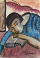 Schönberger jelzéssel: Alvó lány. Vegyes technika, papír. 42x29,5 cm.