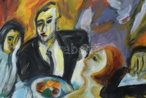 Schönberger jelzéssel: Társaság. Vegyes technika, papír. 70x50 cm