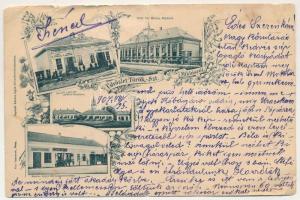 1907 Törökszentmiklós, Török-Szt. Miklós; Első Földművelői Kör, Népbank, Kossuth Lajos és Piac tér, ...