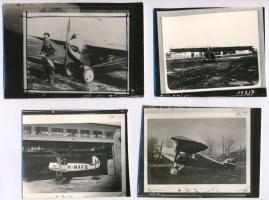 Régi repülőgépekről készült fotók kontakt másolatai, 4 db, 6×7 cm