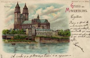 Magdeburg cathedral hold to light litho