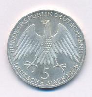 NSZK 1968J 5M Ag "Friedrich Raiffeisen születésének 150. évfordulója" T:AU  FRG 1968J 5 Mark Ag "150th Anniversary of the birth of Friedrich Raiffeisen" C:AU Krause KM#121