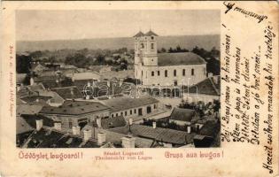 1900 Lugos, Lugoj; látkép. Auspitz Adolf kiadása / general view (ázott / wet damage)