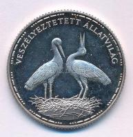 1992. 200Ft Ag "Veszélyeztetett állatvilág - Fehér gólya" tanúsítvánnyal T:UNC,AU (eredeti...