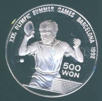 Észak-Korea 1990. 500W Ag "Barcelonai olimpia-asztalitenisz" T:PP Tanúsítvánnyal!