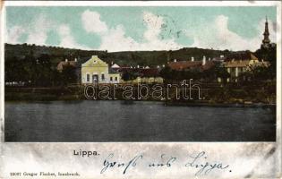 1900 Lippa, Lipova; látkép, Szálloda a Magyar Királyhoz. Gregor Fischer kiadása / general view, hotel (EK)