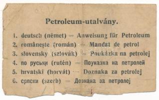 1940 k. "Petróleum utalvány" szelvény kitöltve, bélyegzéssel T:VG