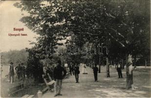 Szeged, Újszegedi fasor. Kiadja Grünwald Herman (ázott sarok / wet corner)