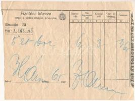 1922. "Fizetési bárcza" 3,65K értékben, kitöltve, bélyegzéssel T:F