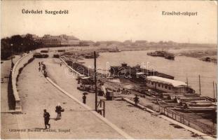 Szeged, Erzsébet rakpart, Tiszai fürdő. Grünwald Herman kiadása (ázott sarok / wet corner)