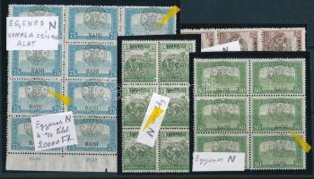 Kolozsvár 1919 4 db klf összefüggés, mindegyikben egyenes N a felülnyomásban, Bodor vizsgálójellel
