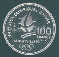 Franciaország 1990. 100Fr Ag "Téli olimpia-gyorskorcsolya" T:PP