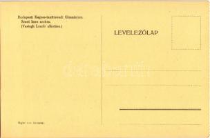 Budapest V. Kegyes Tanítórendi Gimnázium belseje, Szent Imre szobra, Vastagh László alkotása. Rigler...