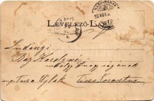 1898 Nagybánya, Baia Mare; Fő tér, nyugati oldal, üzletek. Divald / main square, shops (b)