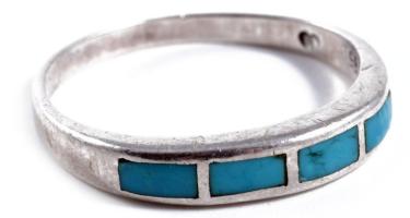 Ezüst (Ag) fülbevaló pár, türkiz berakással, jelzett, bruttó 9,34g