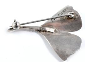 Ezüst (Ag) ginkgo biloba bross, 800-as, jelzett, nettó 2,8g