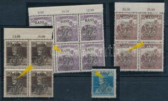 Kolozsvár 1919 3 db klf összefüggés, és 1 db önálló érték mindegyikben törött karika lemezhiba, Bodor vizsgálójellel