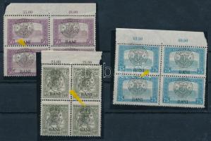 Kolozsvár 1919 3 db klf összefüggés, mindegyikben törött karika lemezhiba, Bodor vizsgálójellel