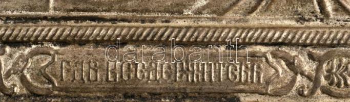 Pantokrátor Krisztus. Régi orosz ikon, kézzel festett, fém okláddal. XX sz, eleje. 24x27 cm