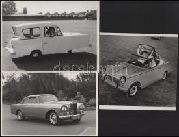 Rolls-Royce Silver Cloud III, Brit átalakítható autó debütálása Genfben, stb, 3 db feliratozott sajtófotó, egyiken lyukasztás nyoma, 17×21 cm