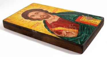 Régi bolgár ikon modern másolata. Festett, fa. 12x20 cm